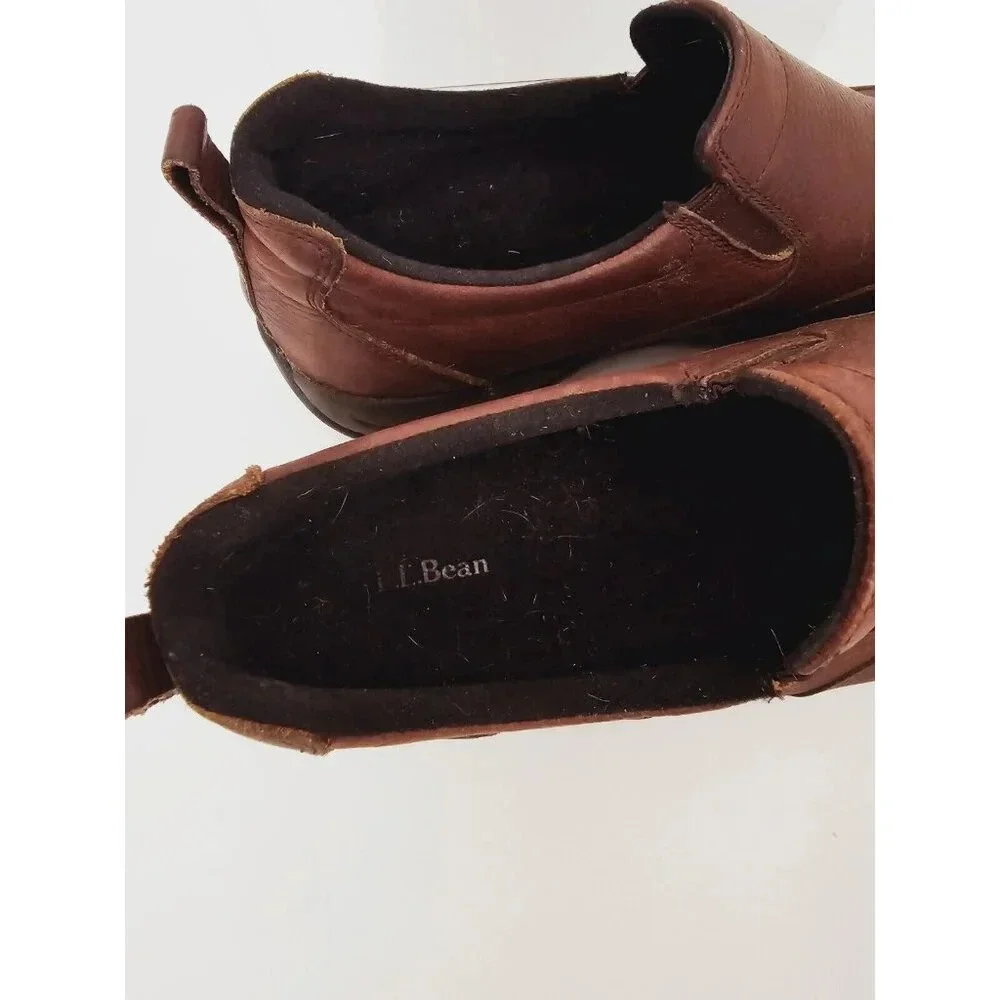 LL Bean Brown Leather Slip On Causal Mens Shoes Size 11.5 - Picture 5 of 7